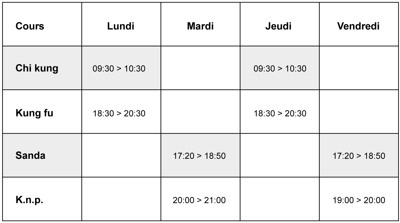 Horaires Des Cours (Bruxelles)